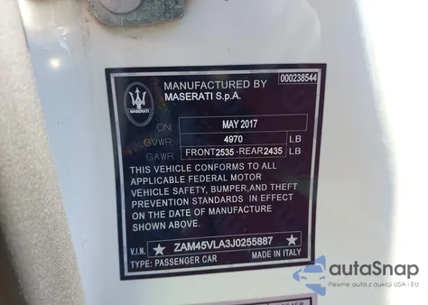 2018 Maserati Granturismo Mc/Sport from USA, damaged, VIN ZAM45VLA3J0255887
